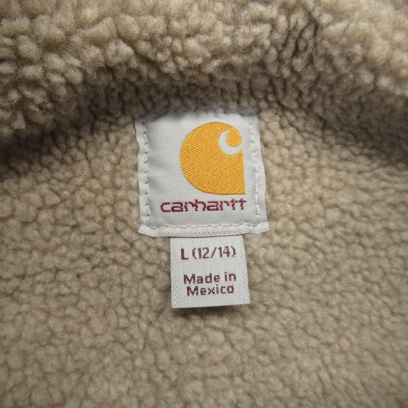 Carhartt Sherpa Lined Mock Neck Canvas Work Vest Gray Womens Size L 12/14 - Picture 3 of 9
